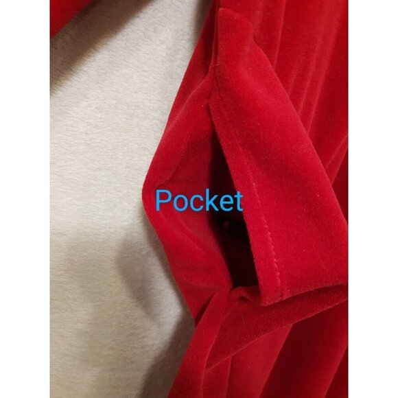 Women's Diamond Tea Medium Red Velvet Stretch Zip  Robe 55 inches Size M - Picture 12 of 12